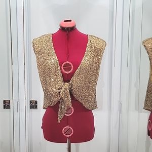 Free People Gold Sequin top